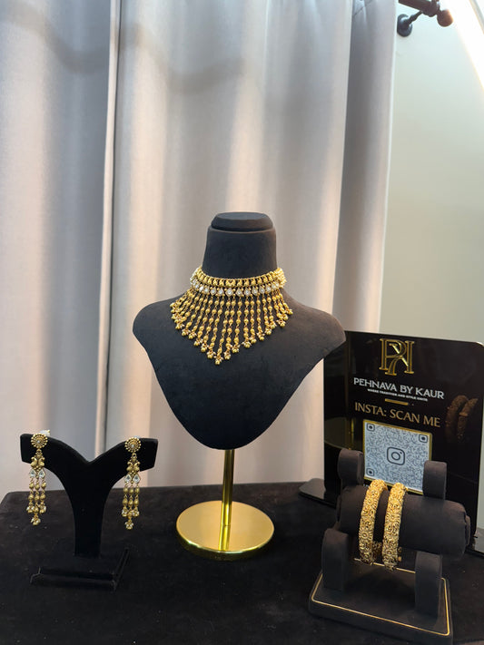 Gold plated Waterfall necklace- Premium Quality