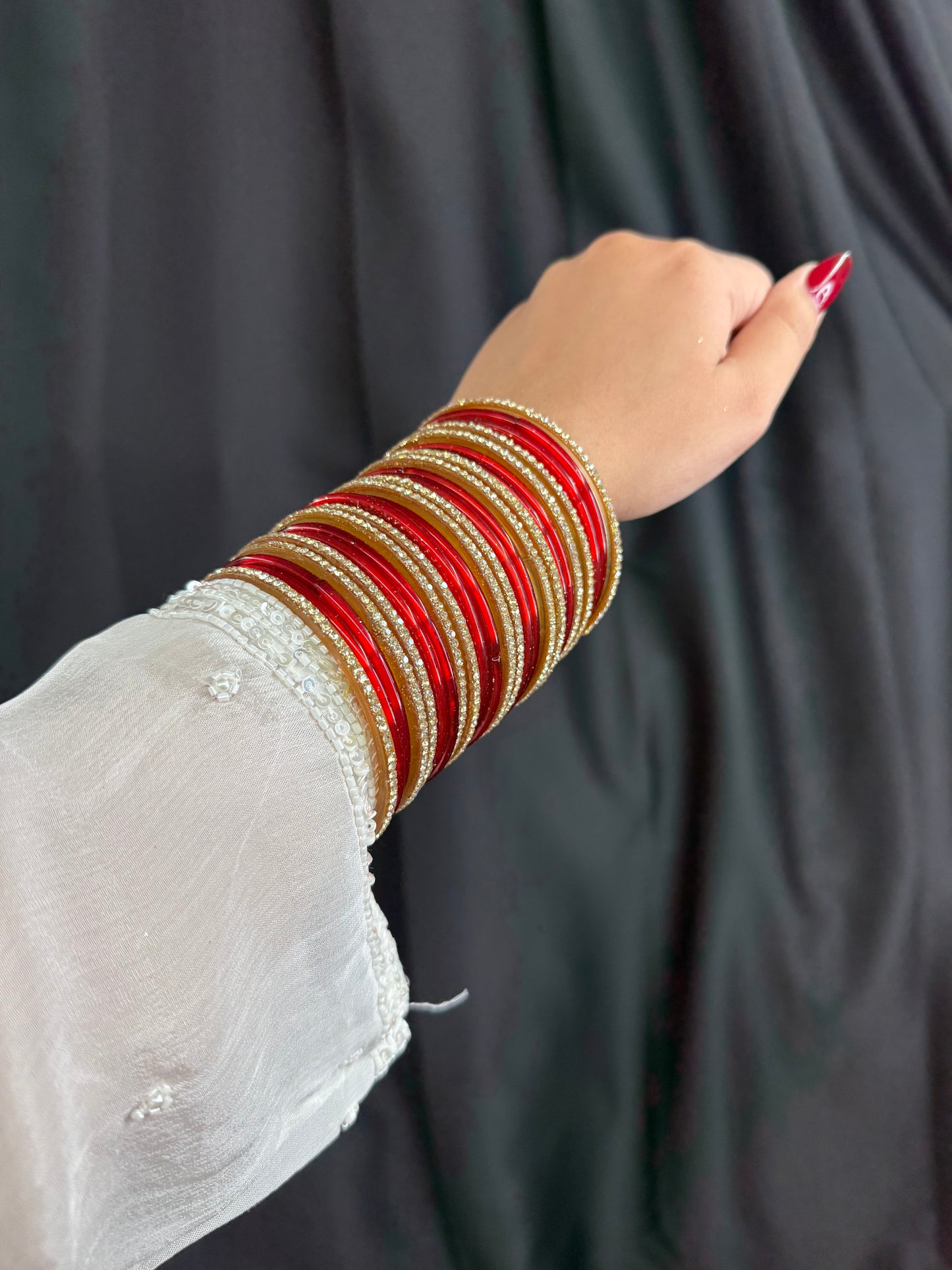 Red & Gold Stone-Studded Bangles