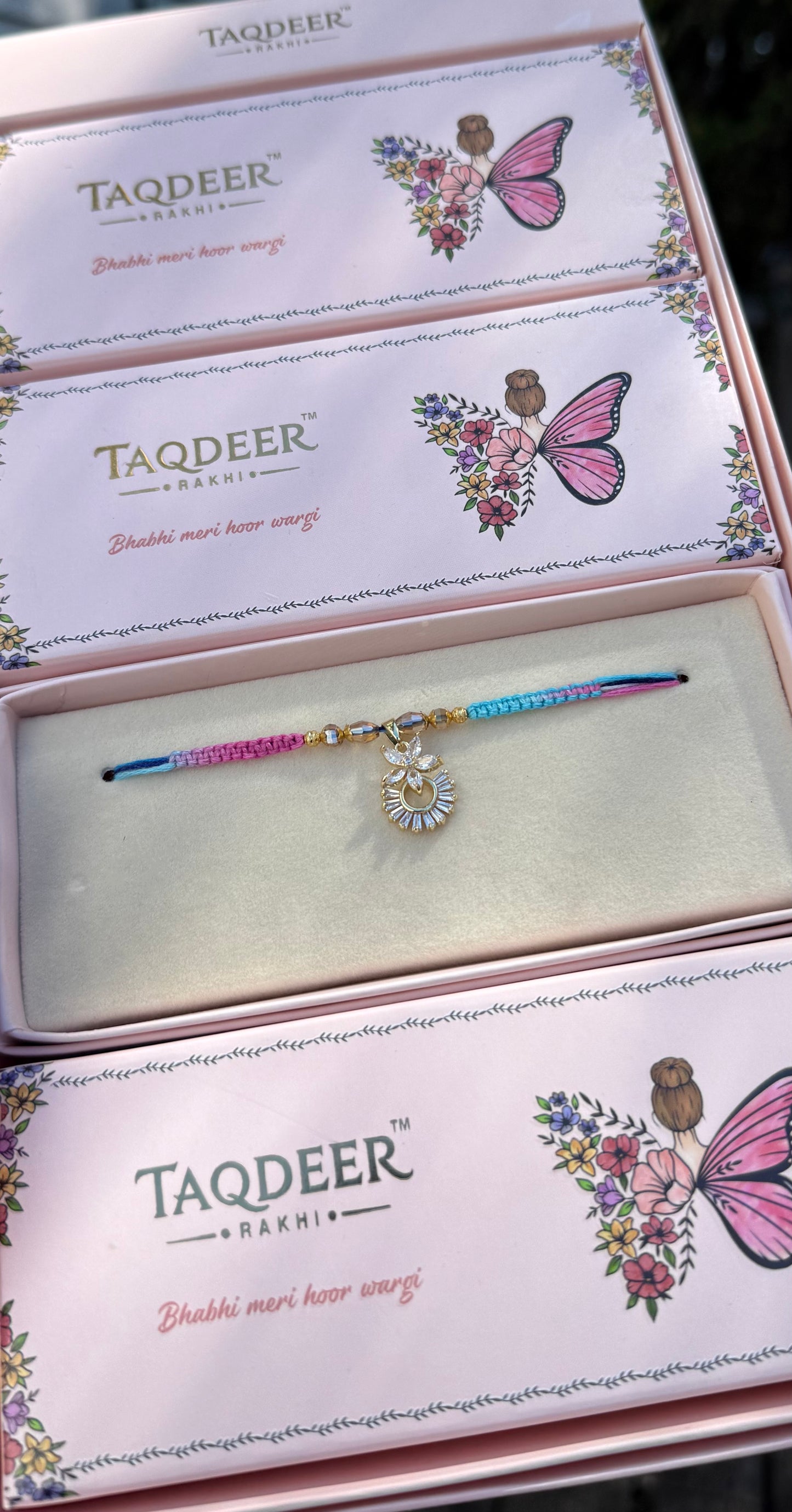 Blue Floral Rakhi for Bhabhi or Behn