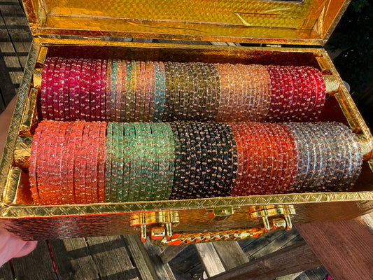 2 Roll Rose Glass Bangles Box