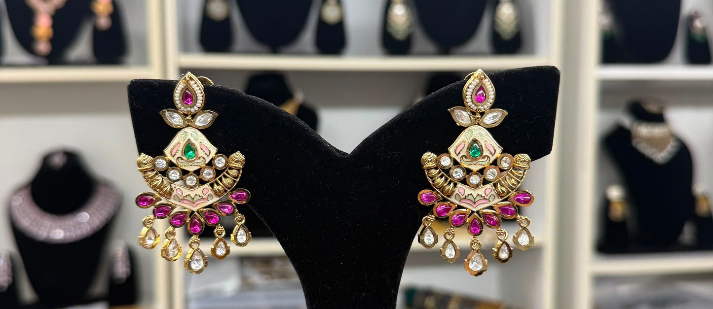 Meera Meenakari Multi-Shade Earrings