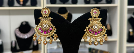 Rohini Gold Plated Ruby Earrings