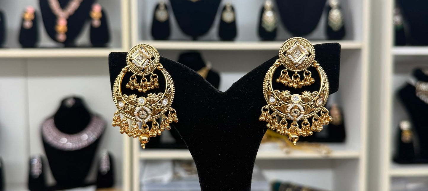 Arpan Gold Plated White Earrings