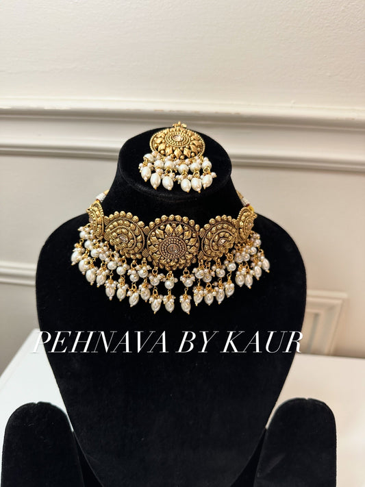 Pearl Gold Plated Choker Set