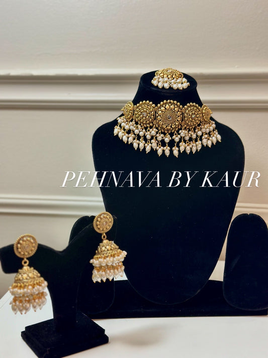Pearl Gold Plated Choker Set