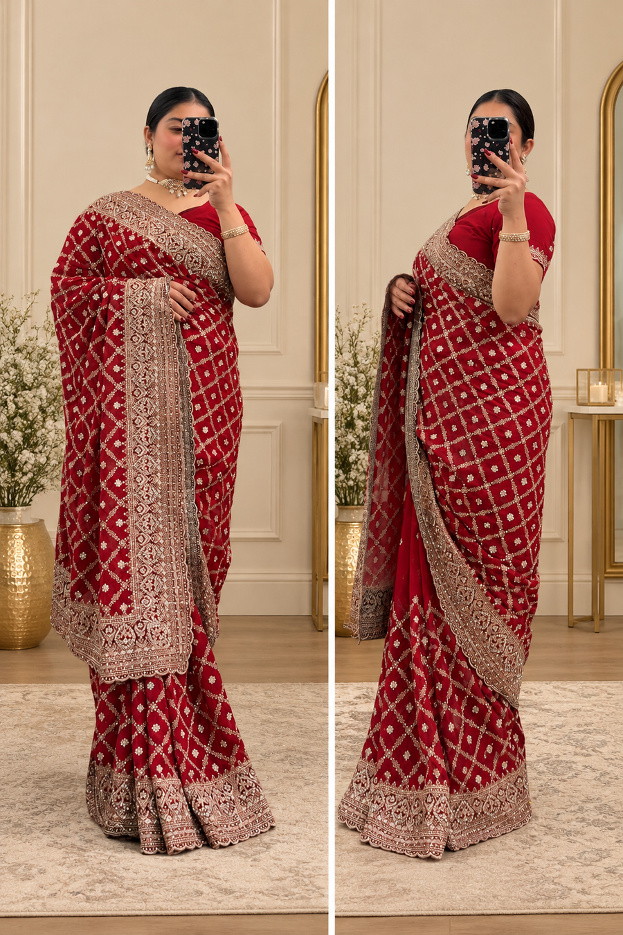 Adaa- Bridal Saree Mahroon