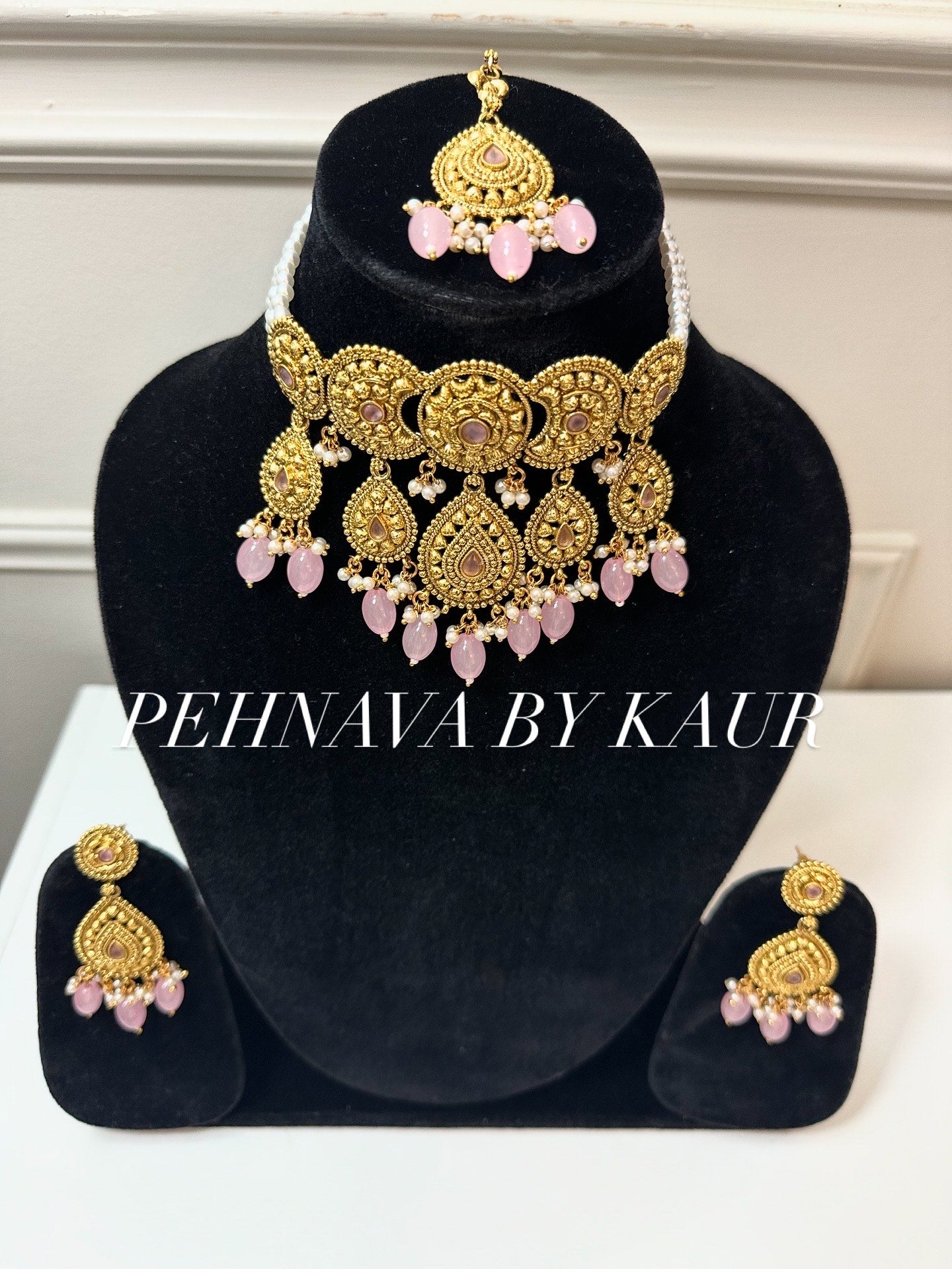 Baby Pink gold plated choker set