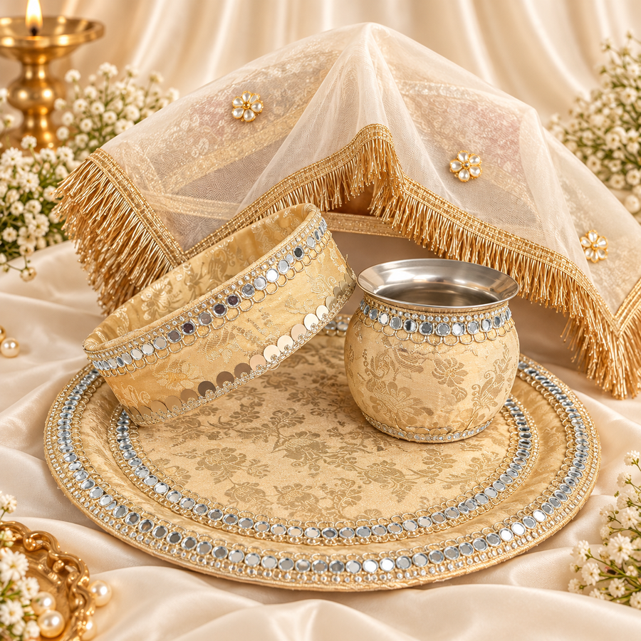 Sunheri Karwachauth Thali Set