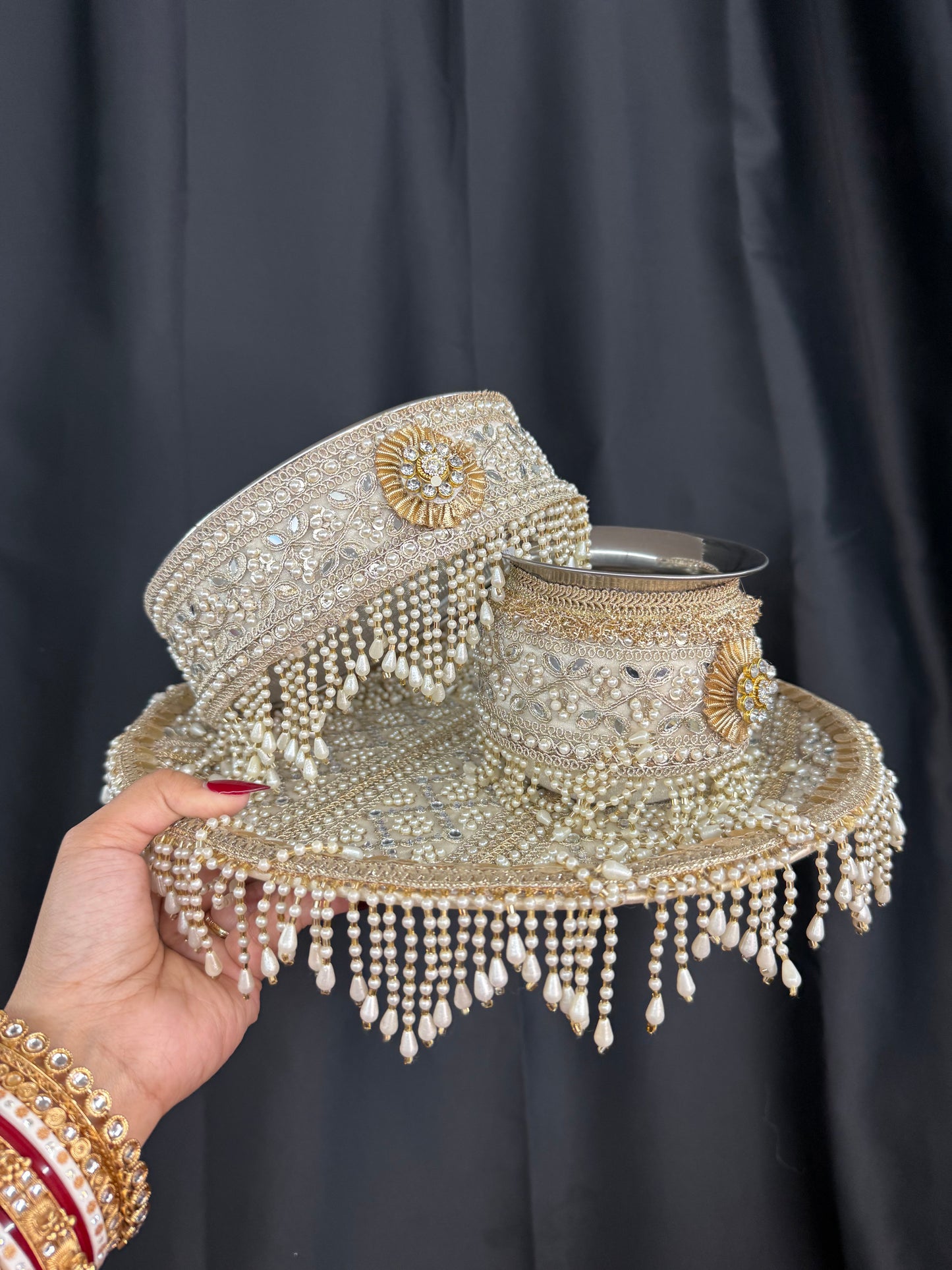 Royal Karwachauth Thali set- Ivory