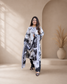 Ivory Noir Premium Digital Print Satin Silk Suit