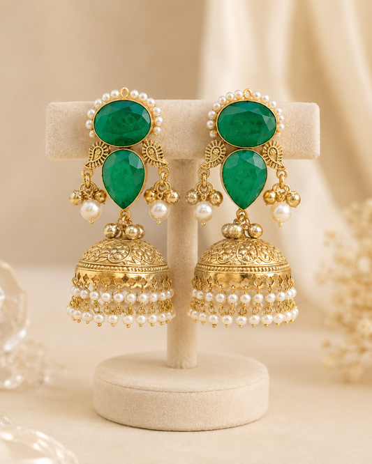 Manvi Kashmiri Jhumka with Moissanite Stones