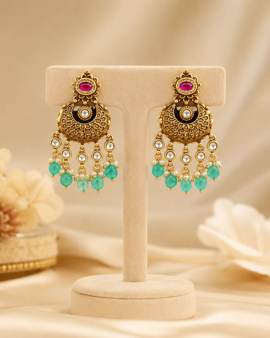 Simar Gold Plated Multi-Shade Earrings