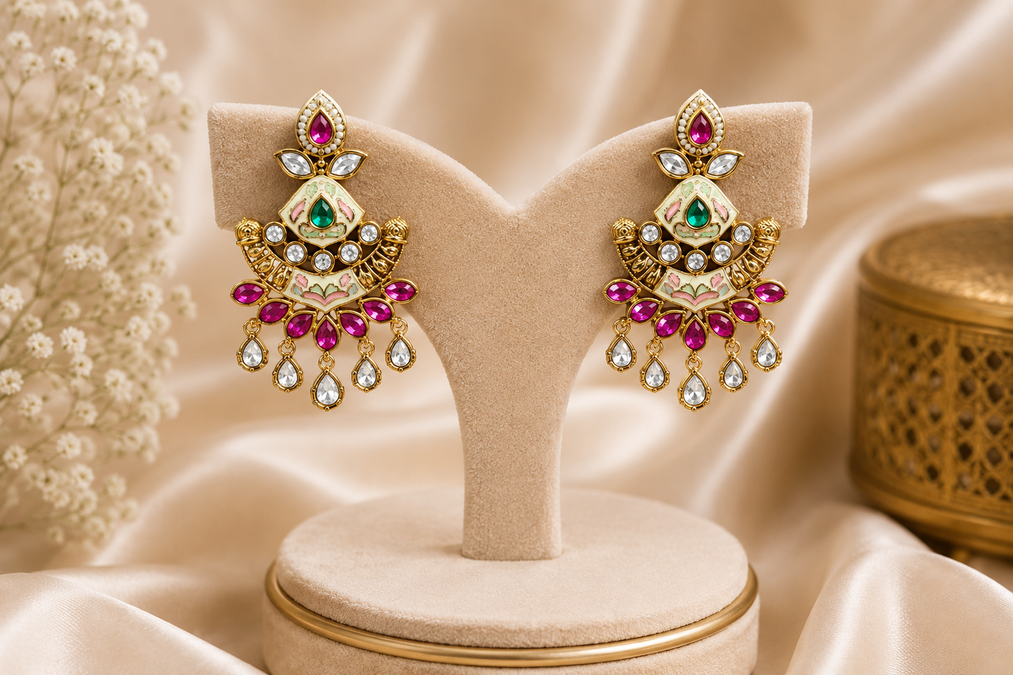 Meera Meenakari Multi-Shade Earrings