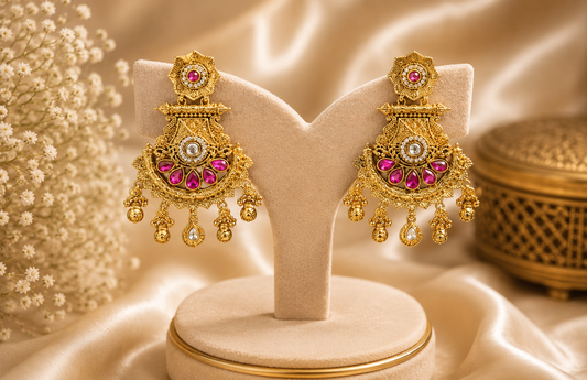 Rohini Gold Plated Ruby Earrings
