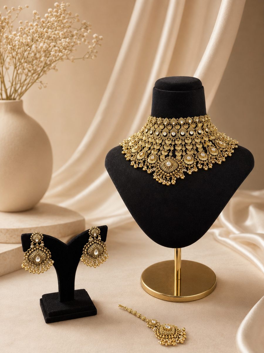 Nimrit Gold Plated Bridal Jewelry Set