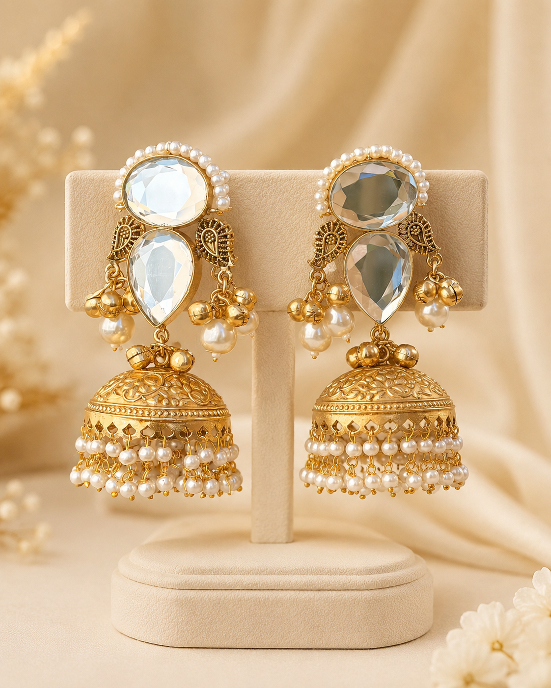 Manvi Kashmiri Jhumka with Moissanite Stones