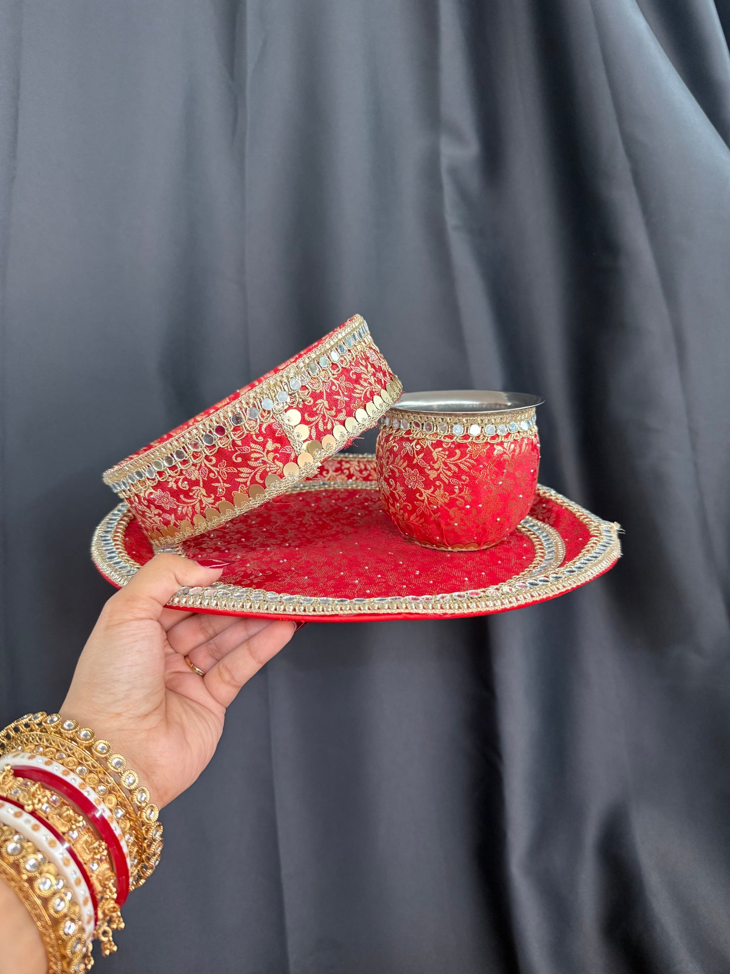 Royal Red Karwachauth Thali set