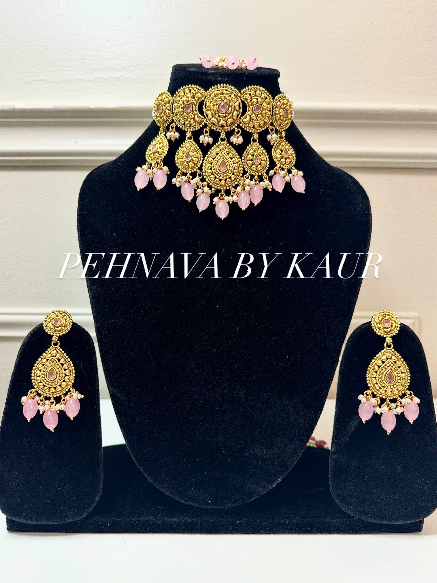 Baby Pink gold plated choker set