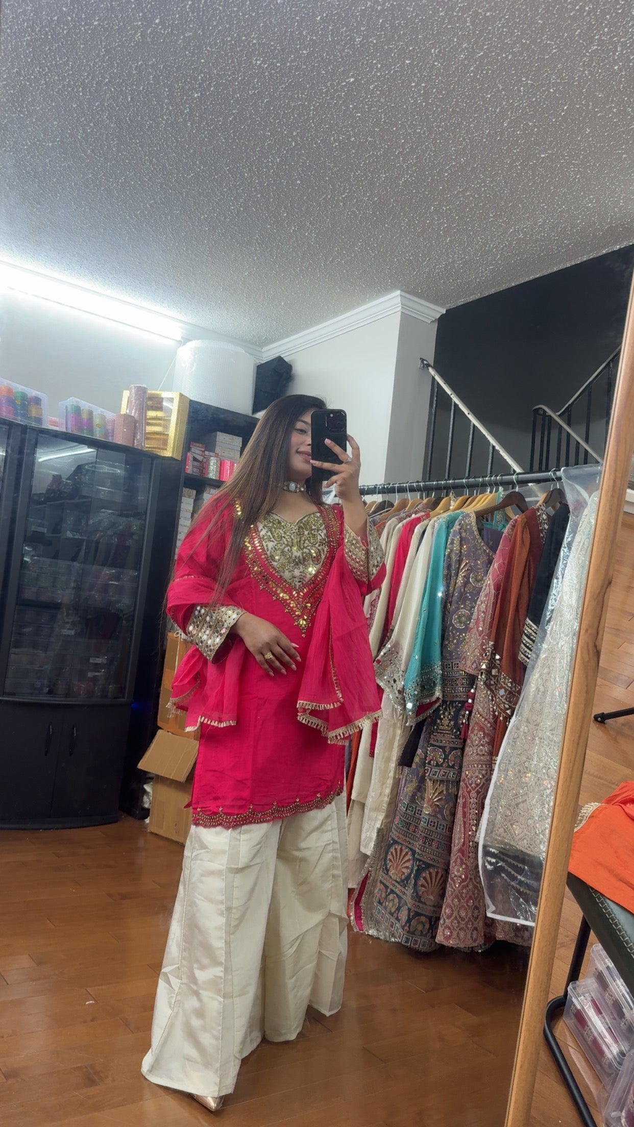 Gulnaar Flaired Palazzo Suit with Potli Bag