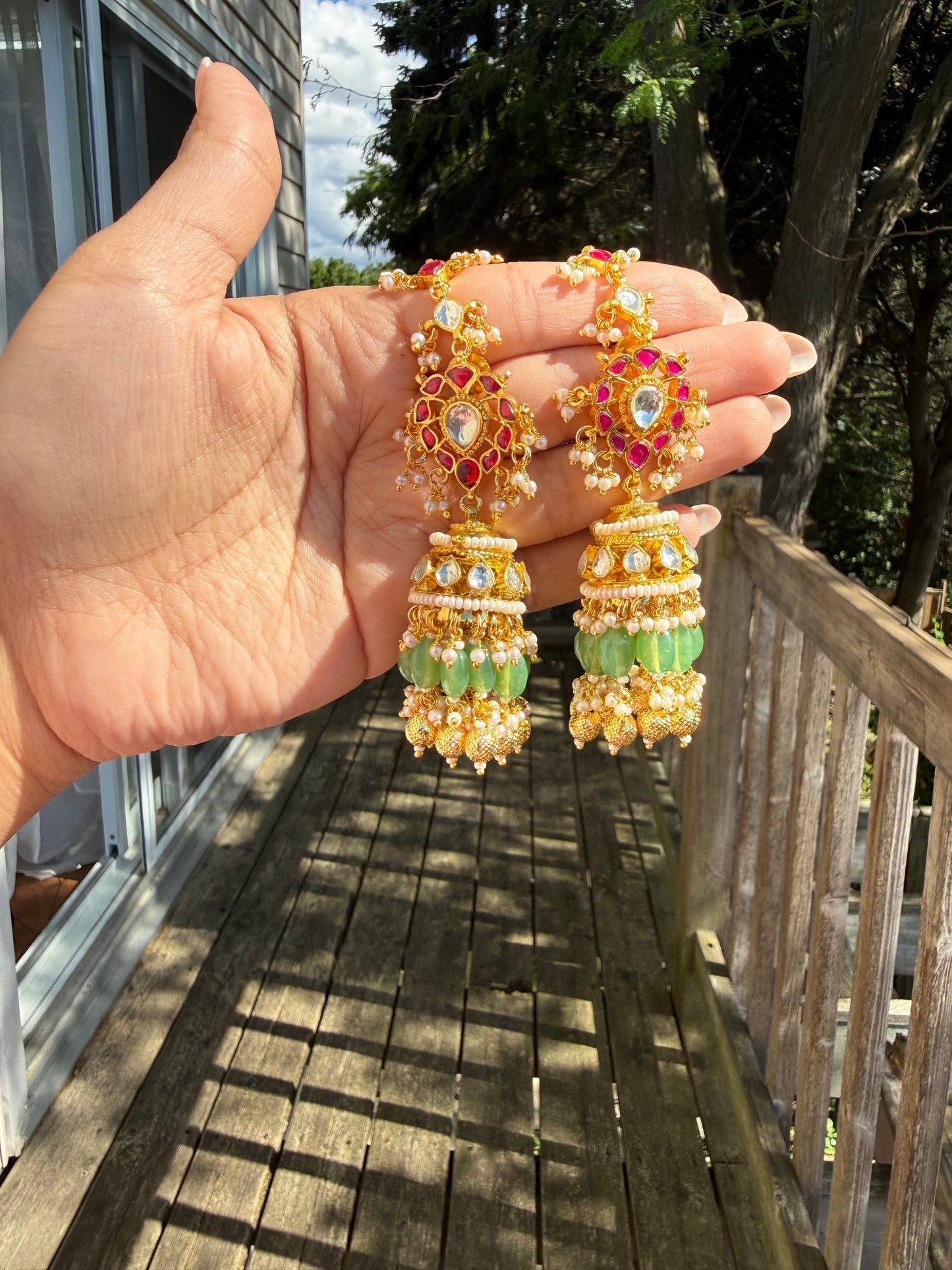 Gulnaar Pachi Kundan Earrings with Sahare