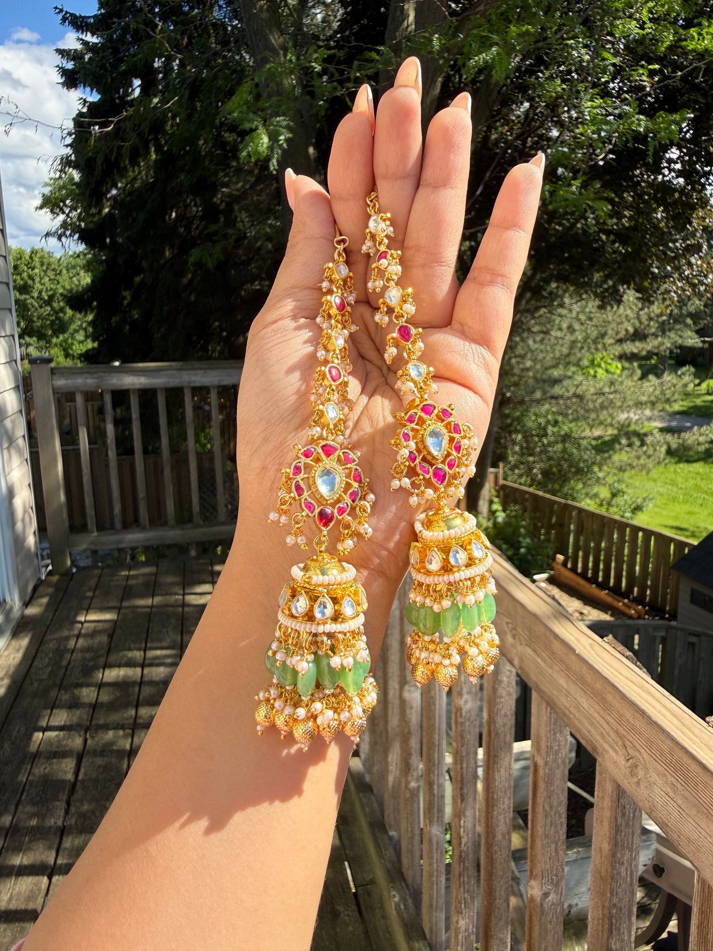 Gulnaar Pachi Kundan Earrings with Sahare