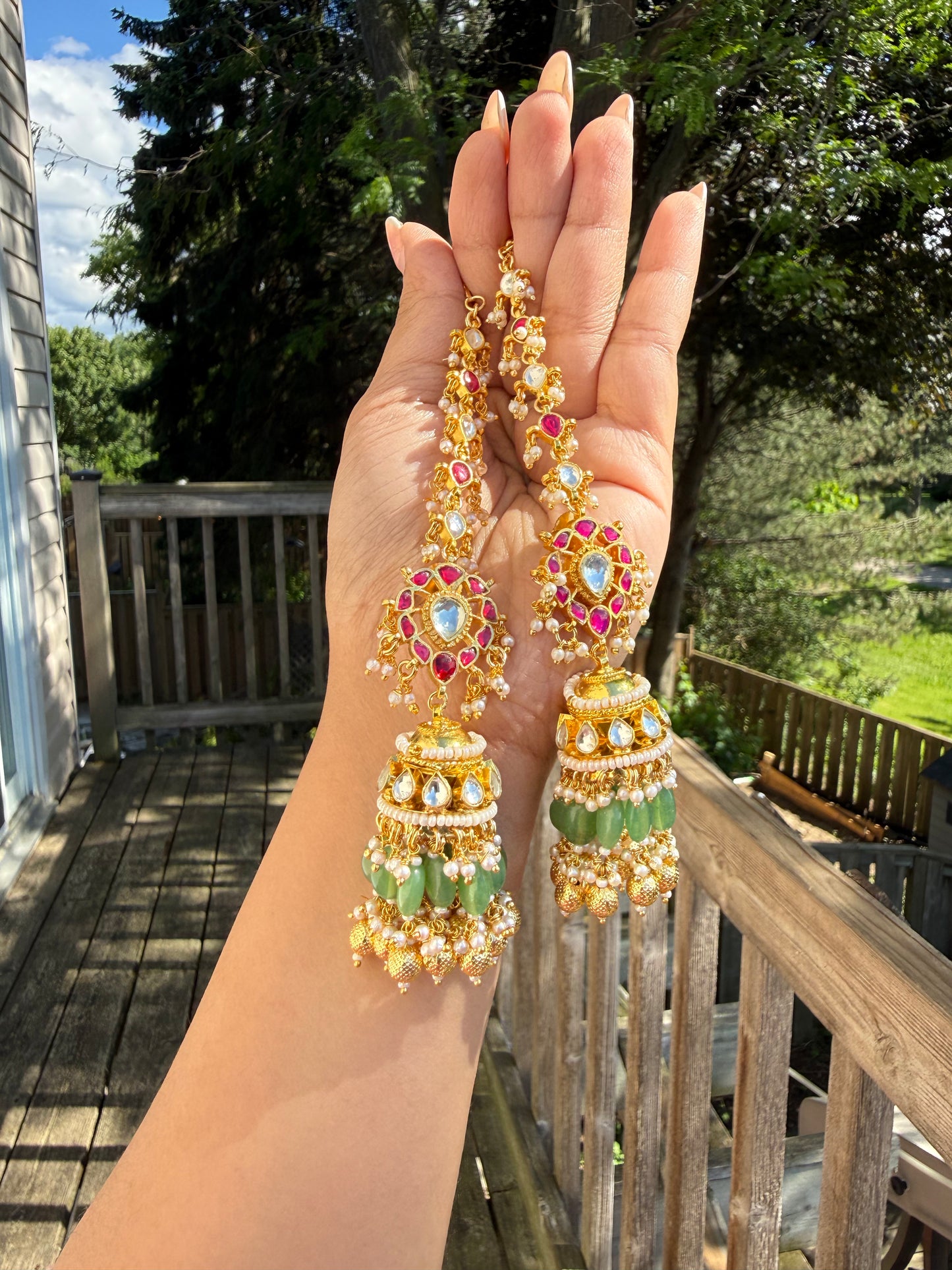 Gulnaar Pachi Kundan Earrings with Sahare