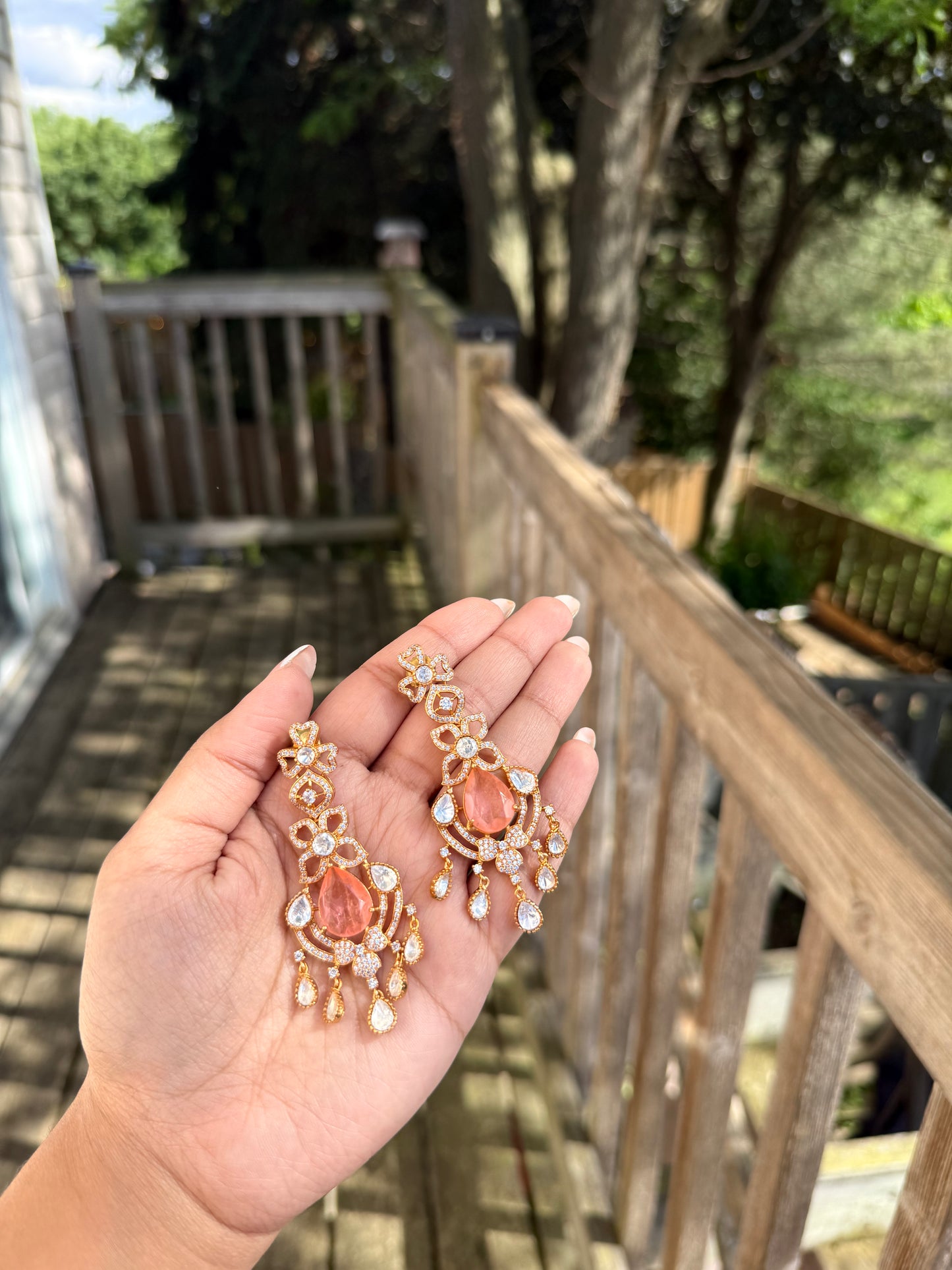 Aarzu Moissanite Earrings - Peach