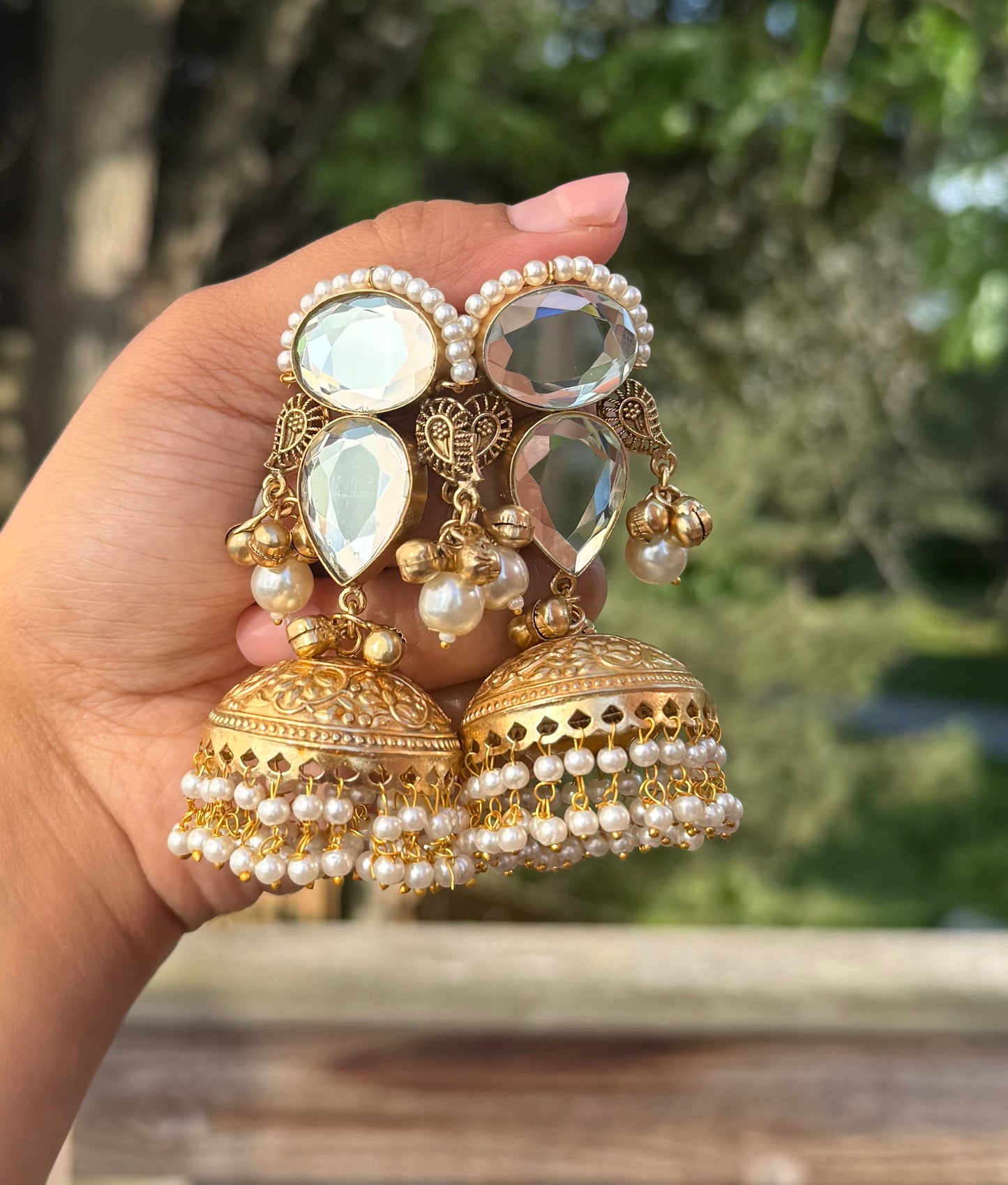 Manvi Kashmiri Jhumka with Moissanite Stones