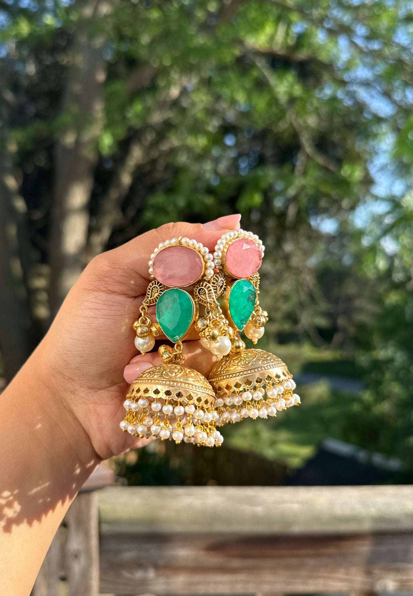 Manvi Kashmiri Jhumka with Moissanite Stones