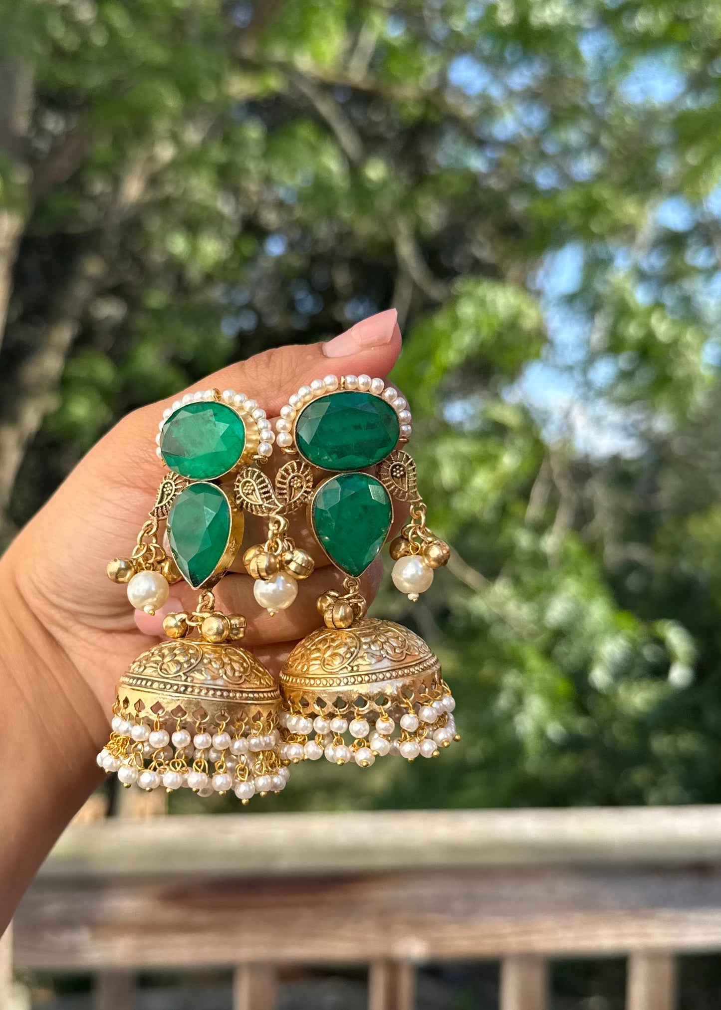 Manvi Kashmiri Jhumka with Moissanite Stones