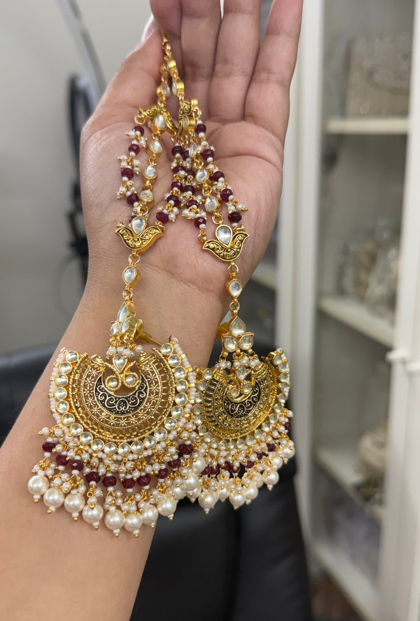 Aafreen Pachi Kundan Earrings with Sahare