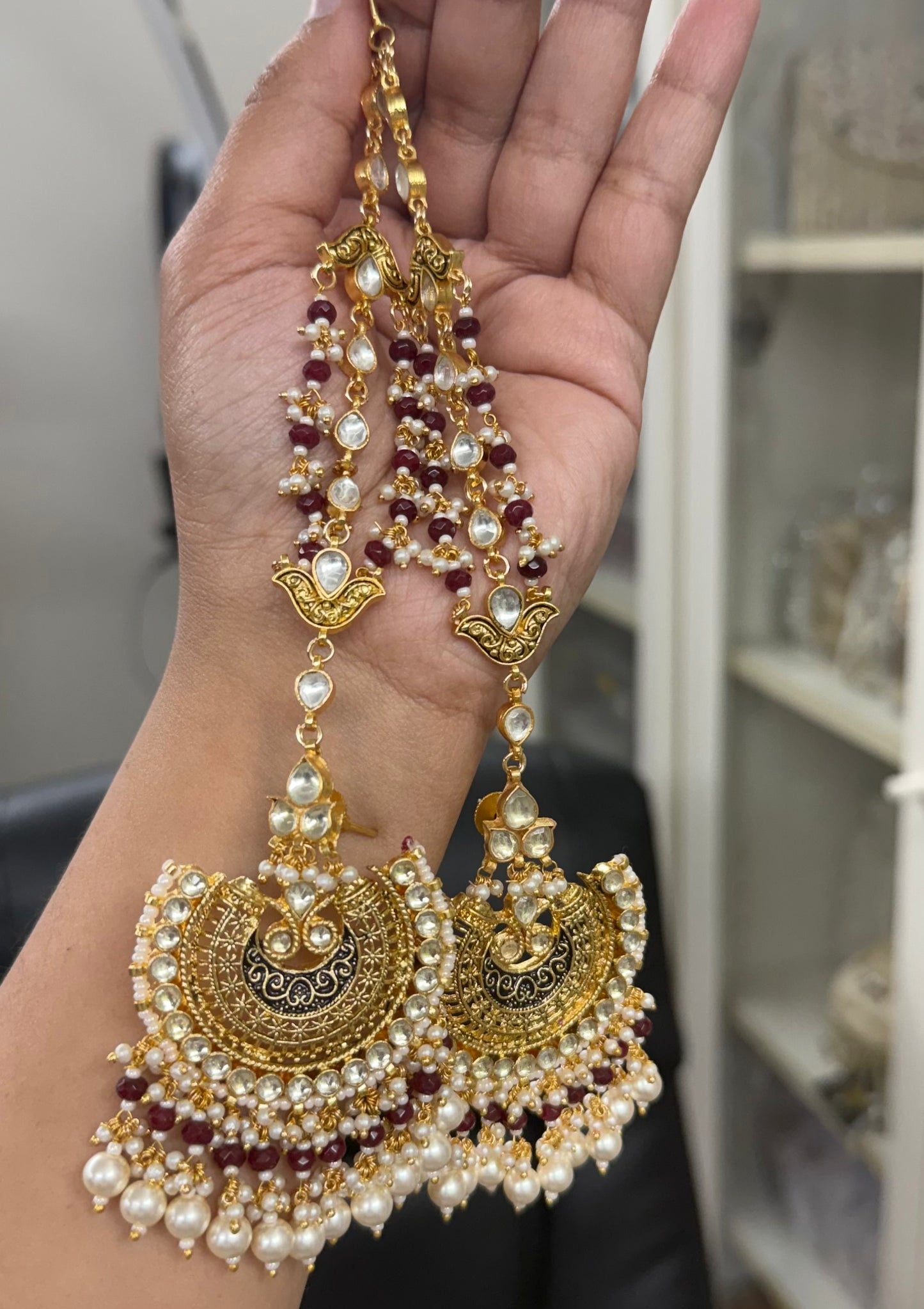 Aafreen Pachi Kundan Earrings with Sahare