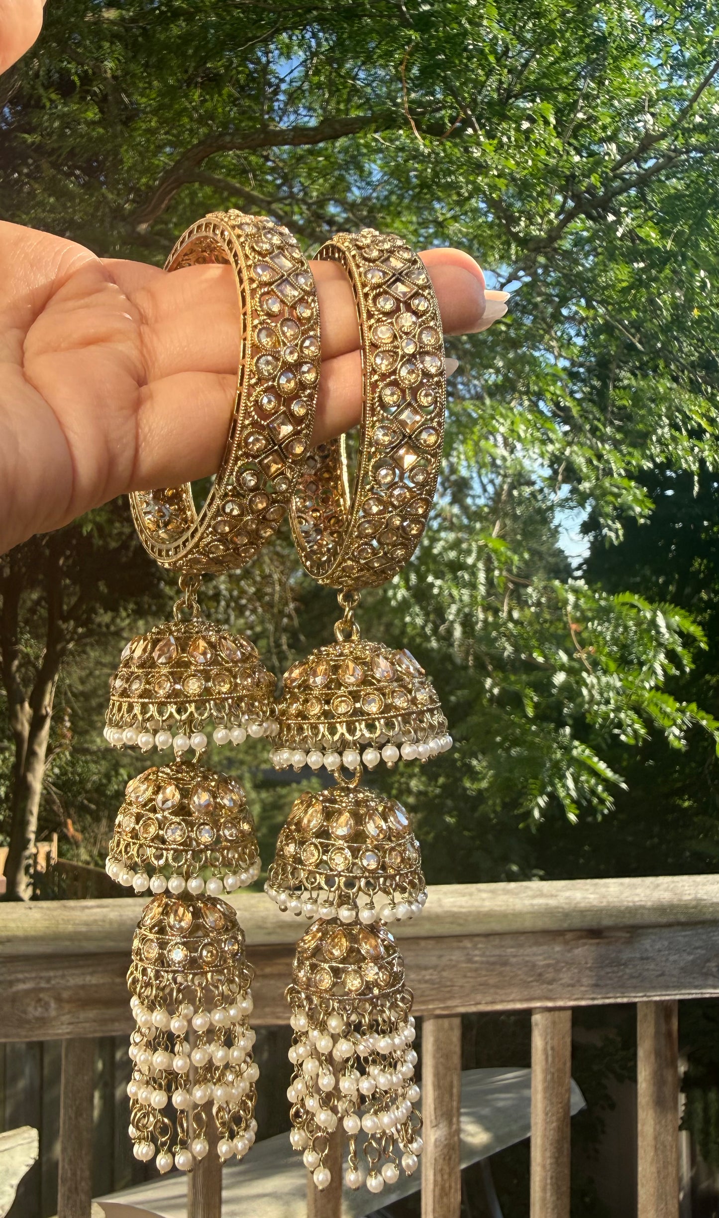 Polki Jhumka Kaleere Bangles