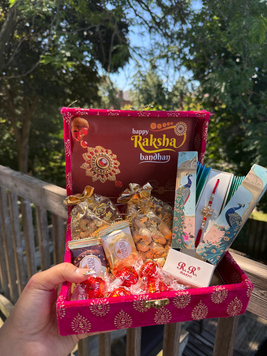 Sohna Veer Hot Pink Velvet Rakhi Hamper