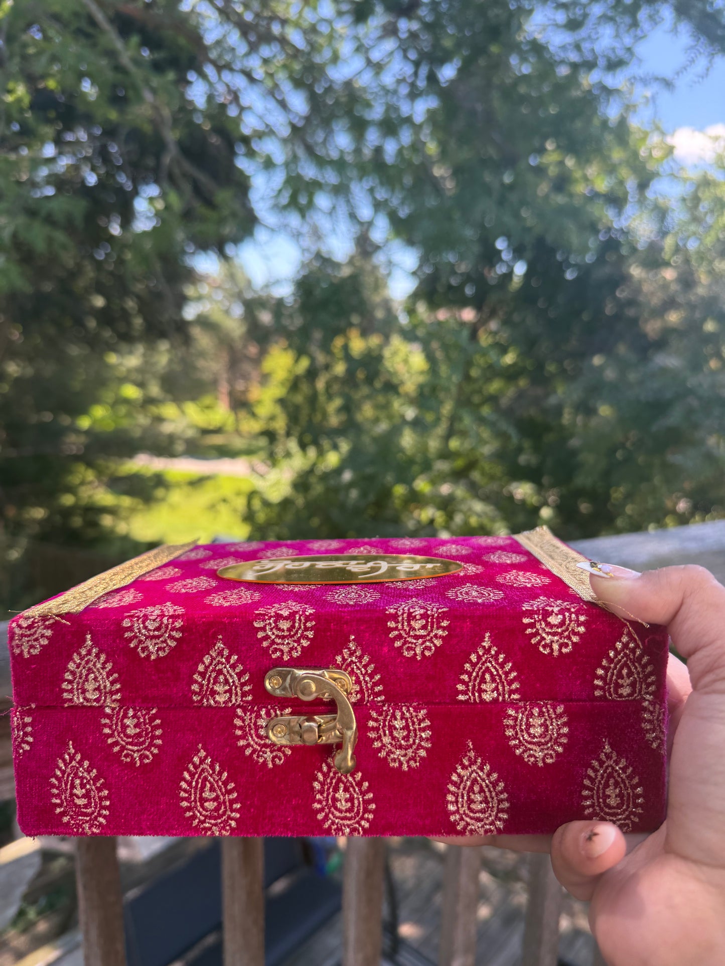 Sohna Veer Hot Pink Velvet Rakhi Hamper
