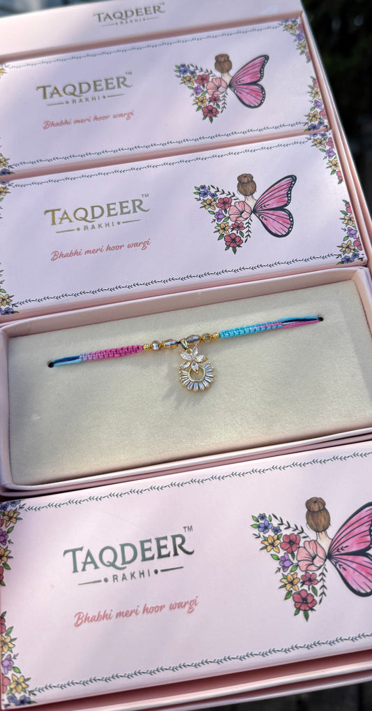 Blue Floral Rakhi for Bhabhi or Behn
