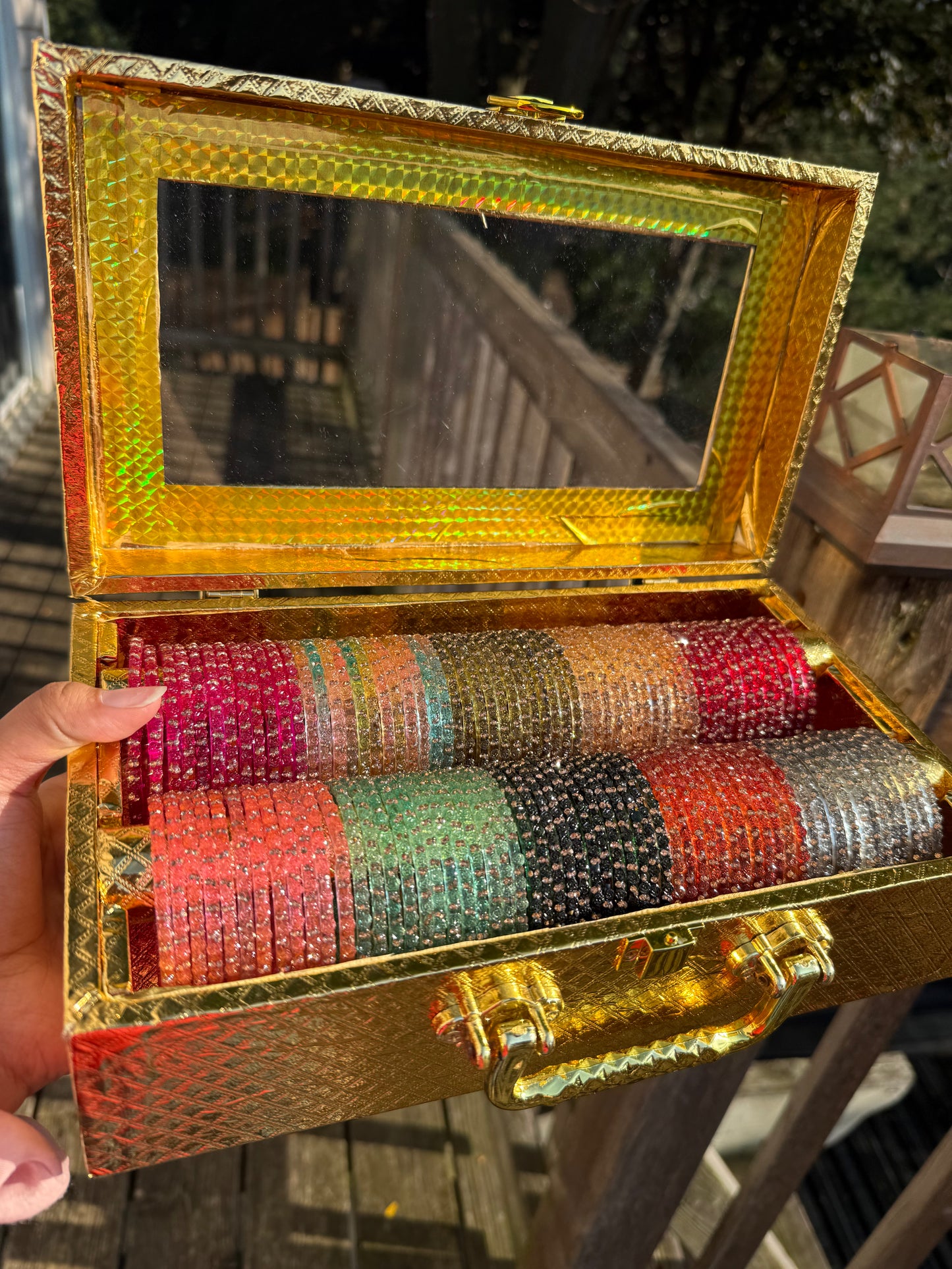 2 Roll Rose Glass Bangles Box