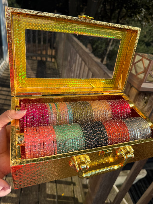 2 Roll Rose Glass Bangles Box