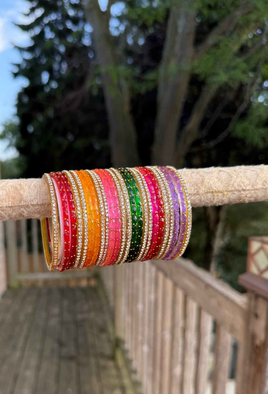 Multi Raindrop Glass Bangles Set