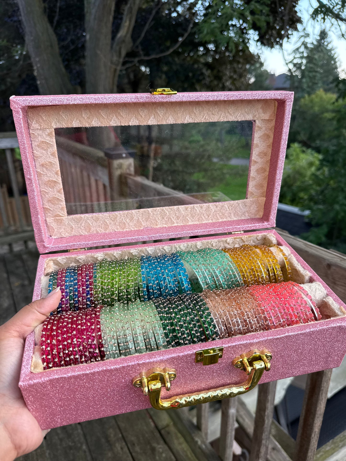 2 Roll Rose Glass Bangles Box