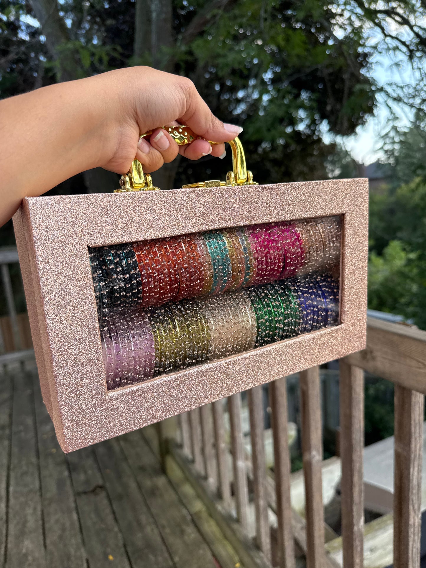 2 Roll Rose Glass Bangles Box