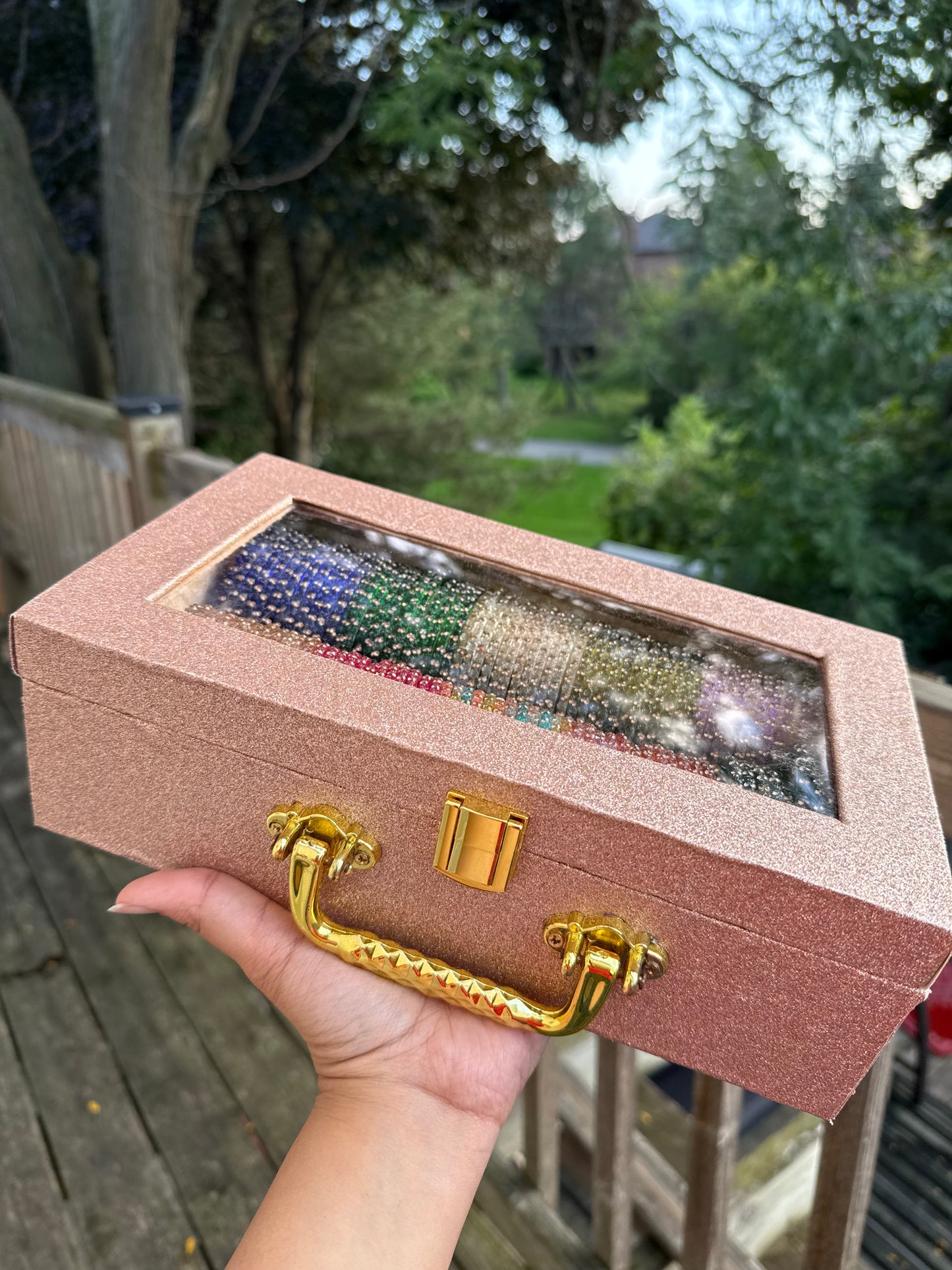 2 Roll Rose Glass Bangles Box