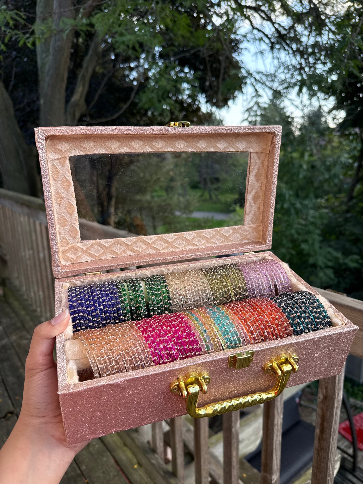 2 Roll Rose Glass Bangles Box