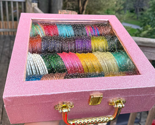 4 Roll Single Stone Glass Bangles Box