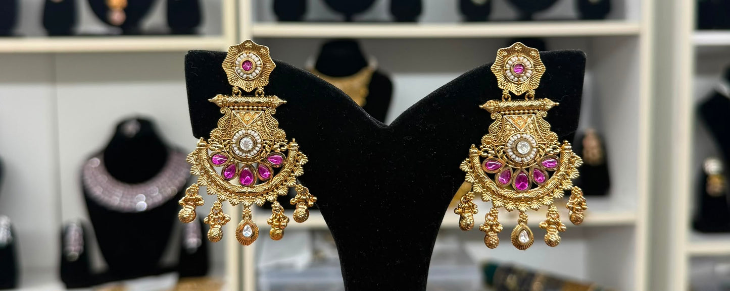 Rohini Gold Plated Ruby Earrings